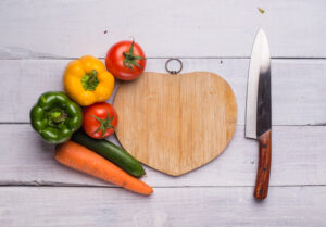 Heart Shape Cutting Board With Food