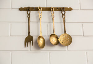 brass kitchen utensils